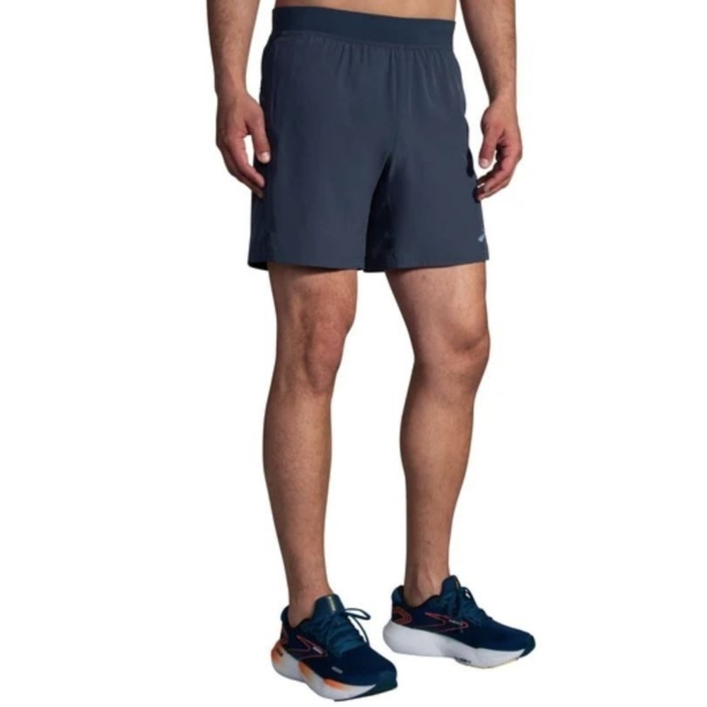 Brooks Men's Sherpa 7" Lightweight Moisture Wicking Run Happy Shorts Blue Large
